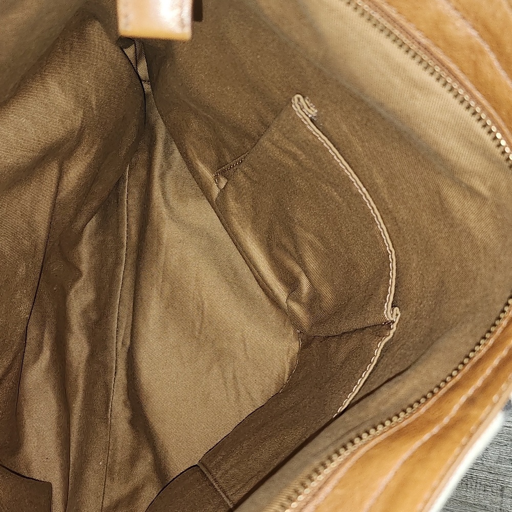 Fossil Maya hobo canvass cow hide leater trim bag - Picture 8 of 9